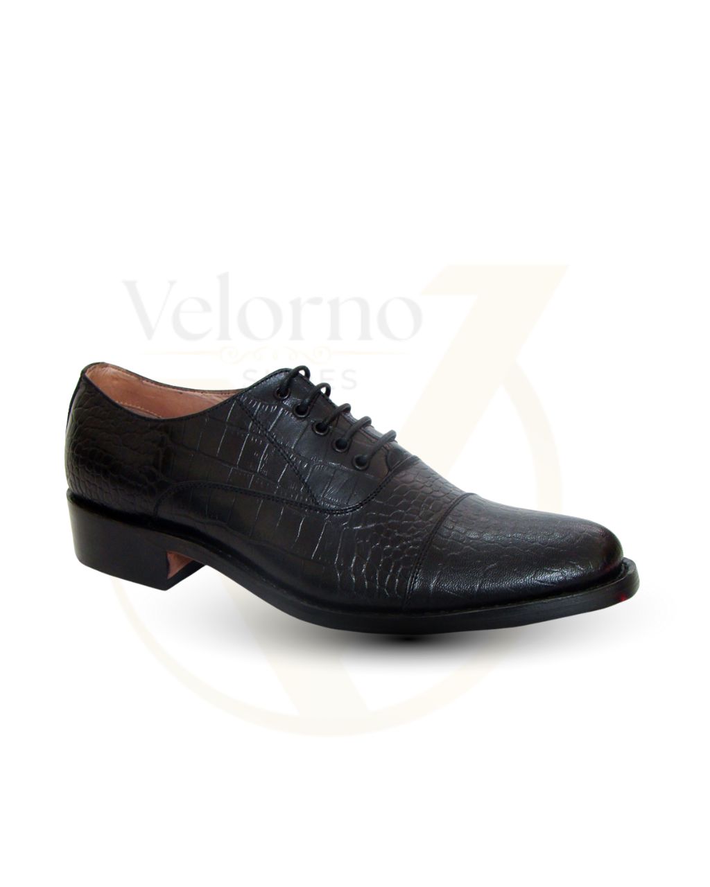 Velorno Black Turtle Textured Brogue Shoes - Image 2