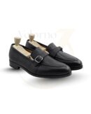 Velorno Men's Monk strap Single Buckle Pebble Grain Leather Loafer-  Handmade