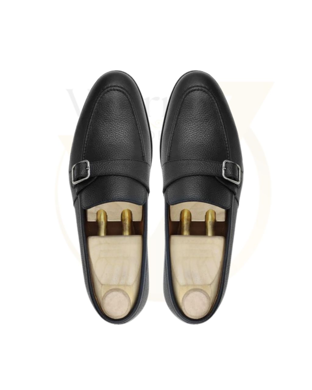 Velorno Men's Monk strap Single Buckle Pebble Grain Leather Loafer- Handmade - Image 3