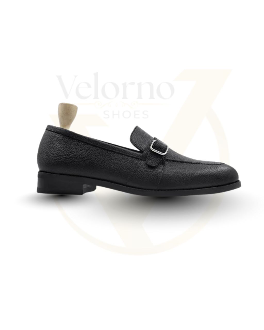 Velorno Men's Monk strap Single Buckle Pebble Grain Leather Loafer- Handmade - Image 2
